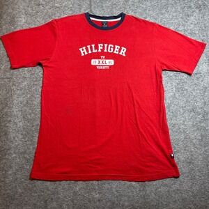 Tommy Hilfiger Sleepwear Varsity Graphic T-Shirt Mens L RED 100% Cotton DEFECTS